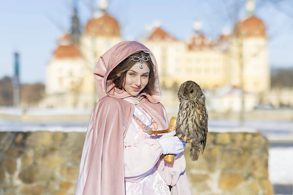 Fotoshooting im Schloss Moritzburg während der zwölften Ausstellung zum Kultfilm „Drei Haselnüsse für Aschenbrödel“ im Januar 2024. Um die Ausstellung ist nun ein Rechtsstreit entbrannt.