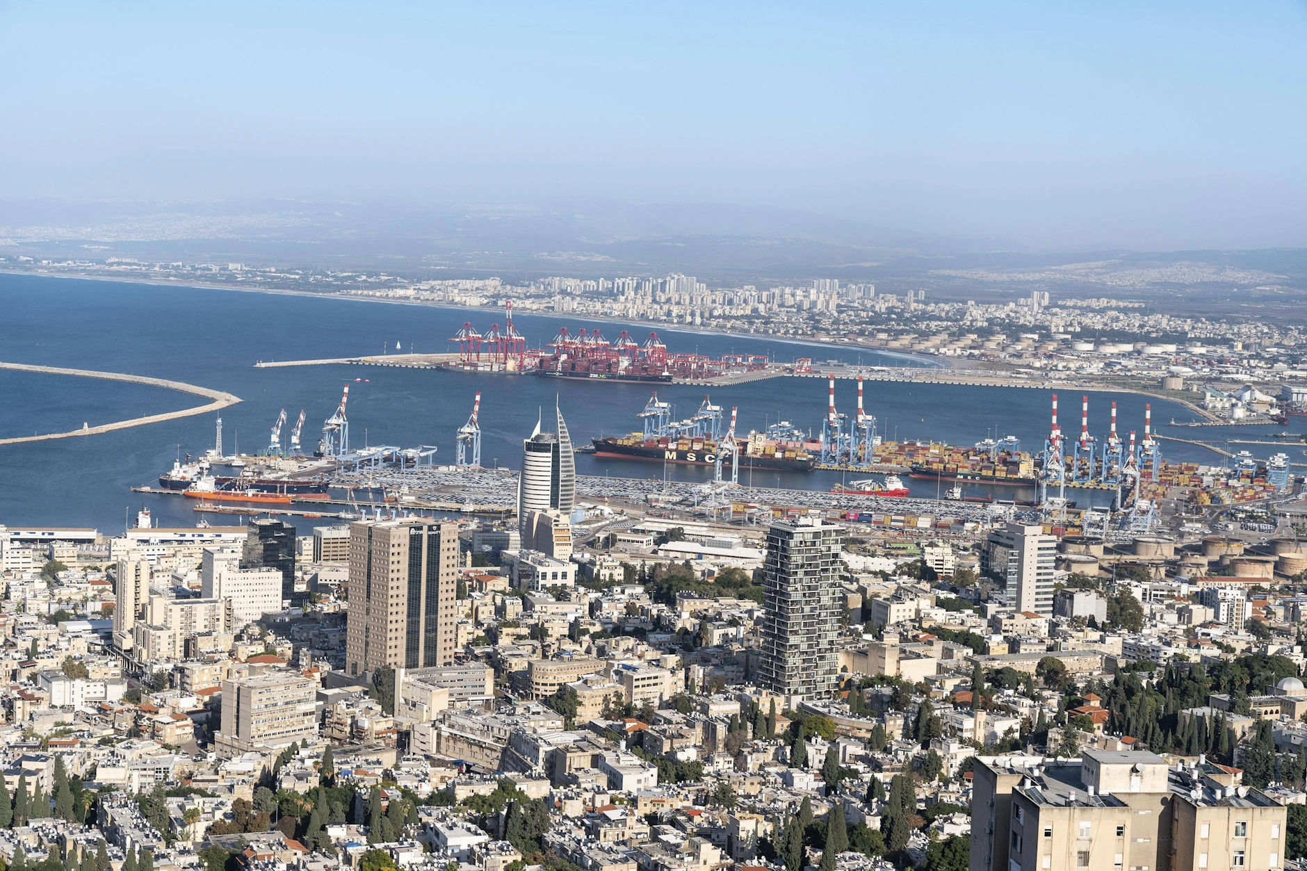 Der Hafen von Haifa. Hier soll ein Schiff mit einer Getreidelieferung aus den russisch besetzten Gebieten der Ukraine angelaufen sein.