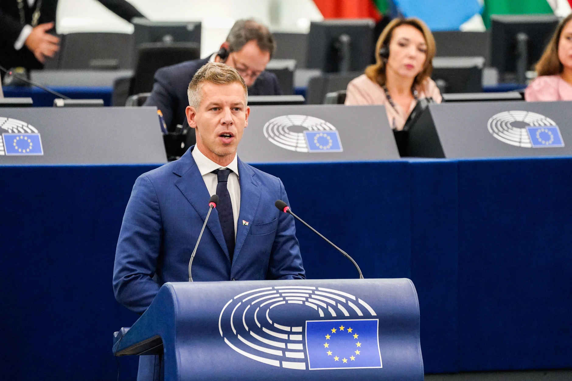 Peter Magyar im Europäischen Parlament in Straßburg, Oktober 2024