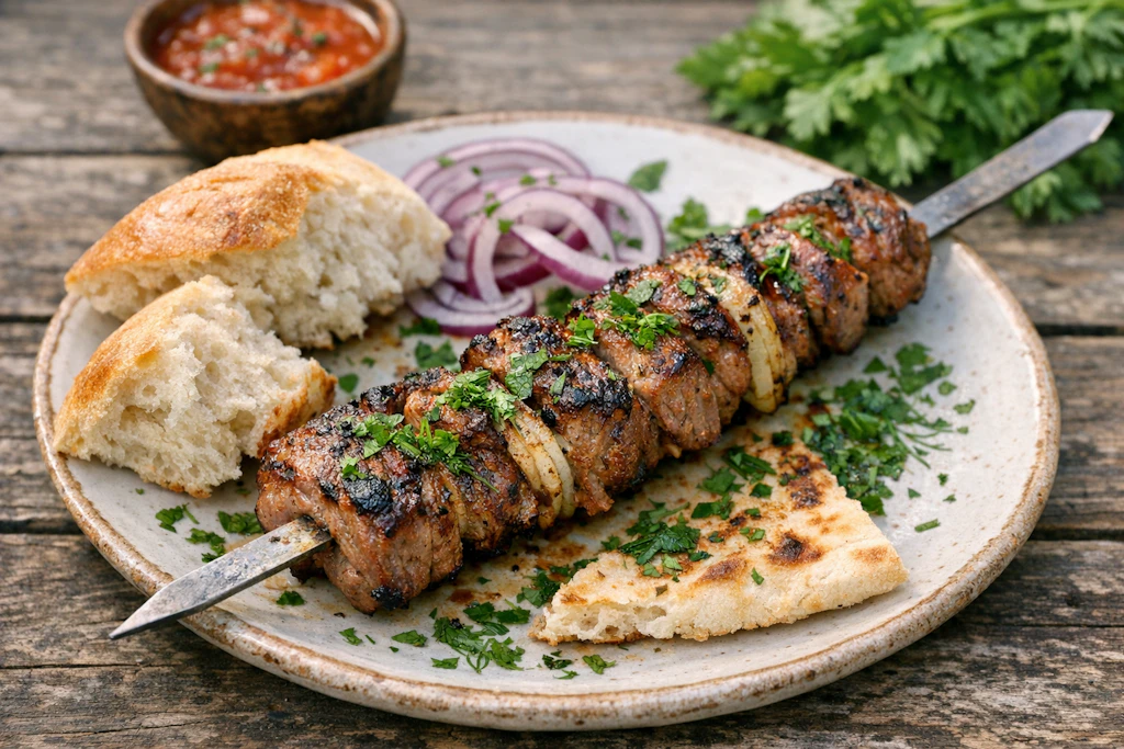 Schaschlik „grusinisch“: Deftige Grill-Spieße von der MS Völkerfreundschaft