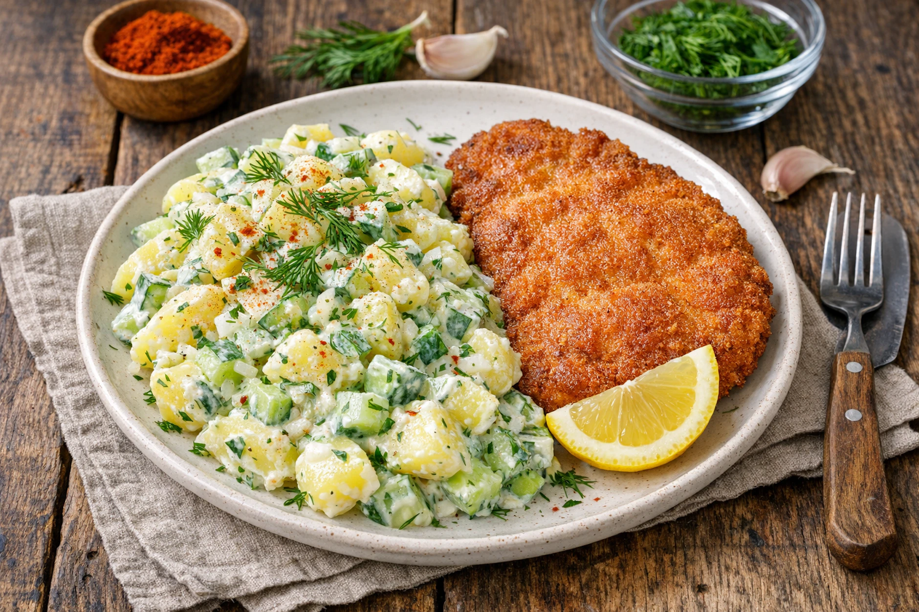Der leichte Kartoffelsalat nach unserem Rezept passt auch als Beilage zu Schnitzel und anderen Fleisch- oder Fischgerichten.