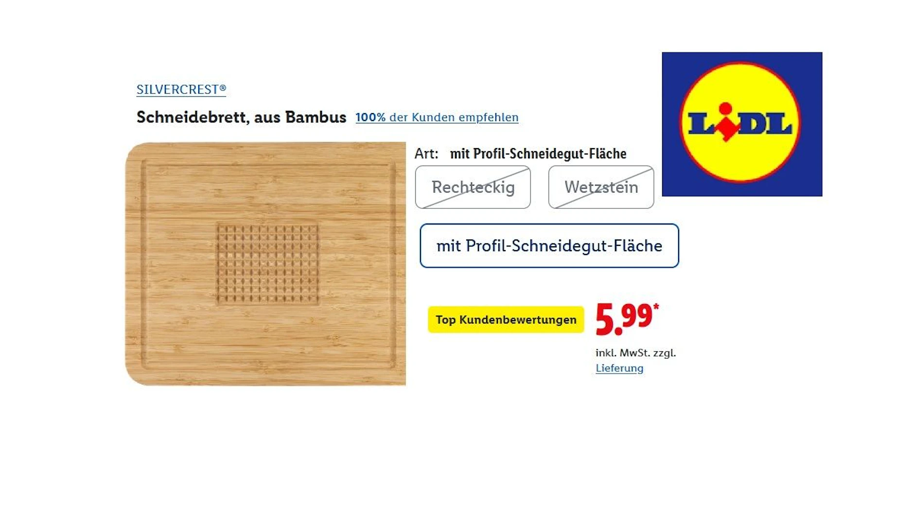 Silvercrest Schneidebrett aus Bambus