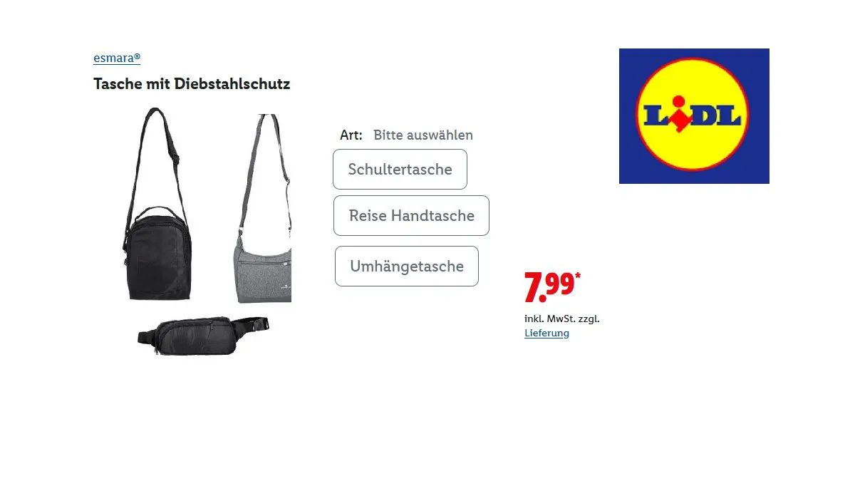esmara Tasche mit Diebstahlschutz