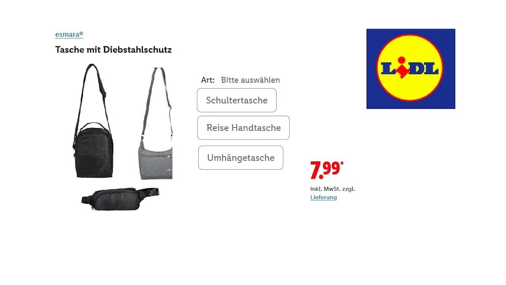 esmara Tasche mit Diebstahlschutz