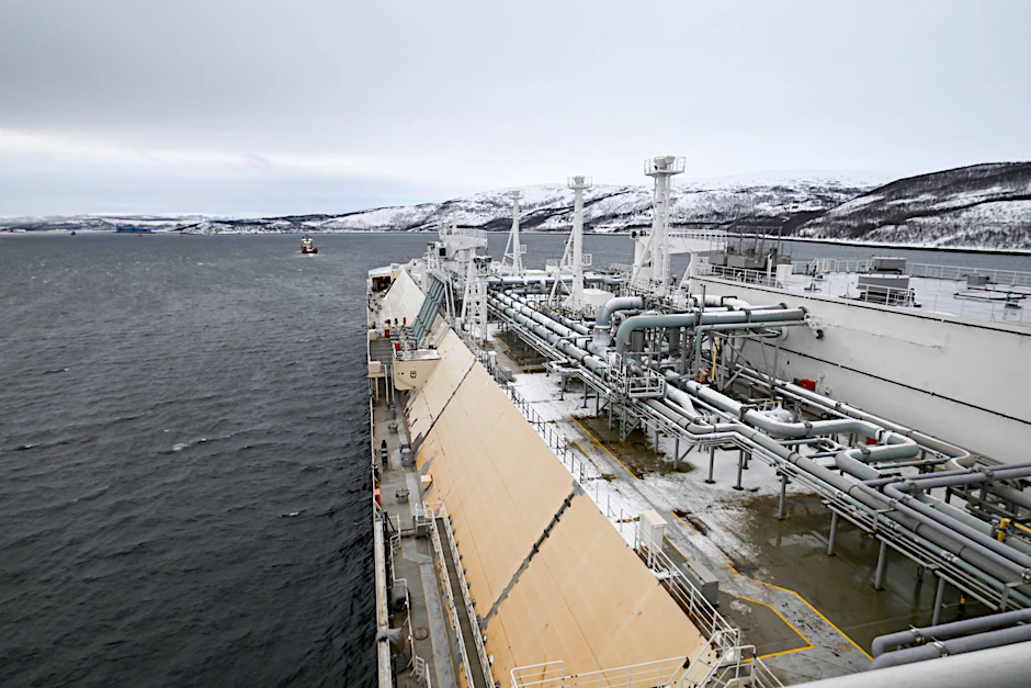Der LNG-Tanker „Alexey Kosygin“, betrieben von Sovcomflot im Rahmen des Projekts Arctic LNG 2, im Februar 2026