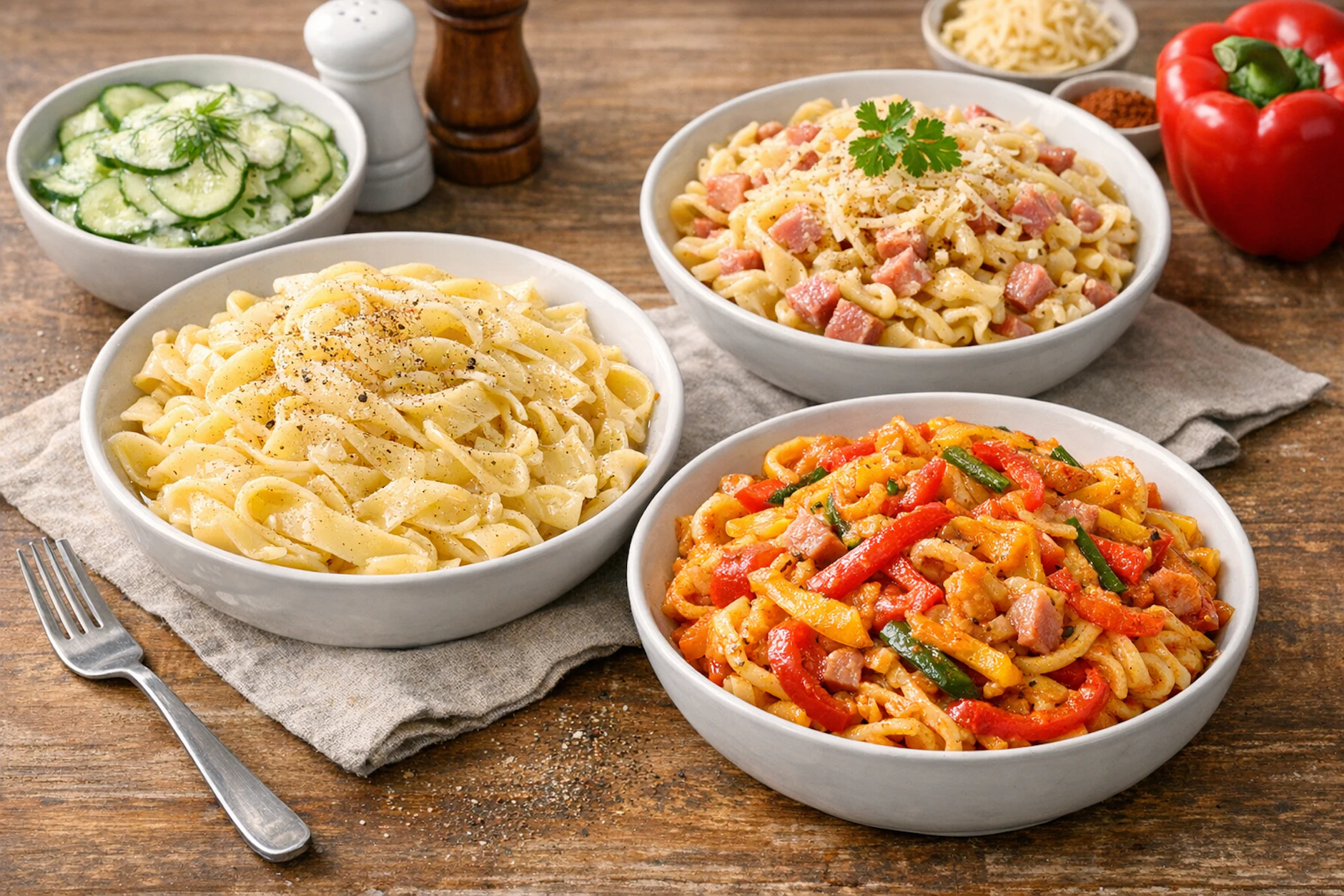 Butternudeln, Schinkennudeln und Paprikanudeln: Drei besondere clevere und einfache Pasta-Variationen aus der DDR, die auch heute garantiert noch schmecken!