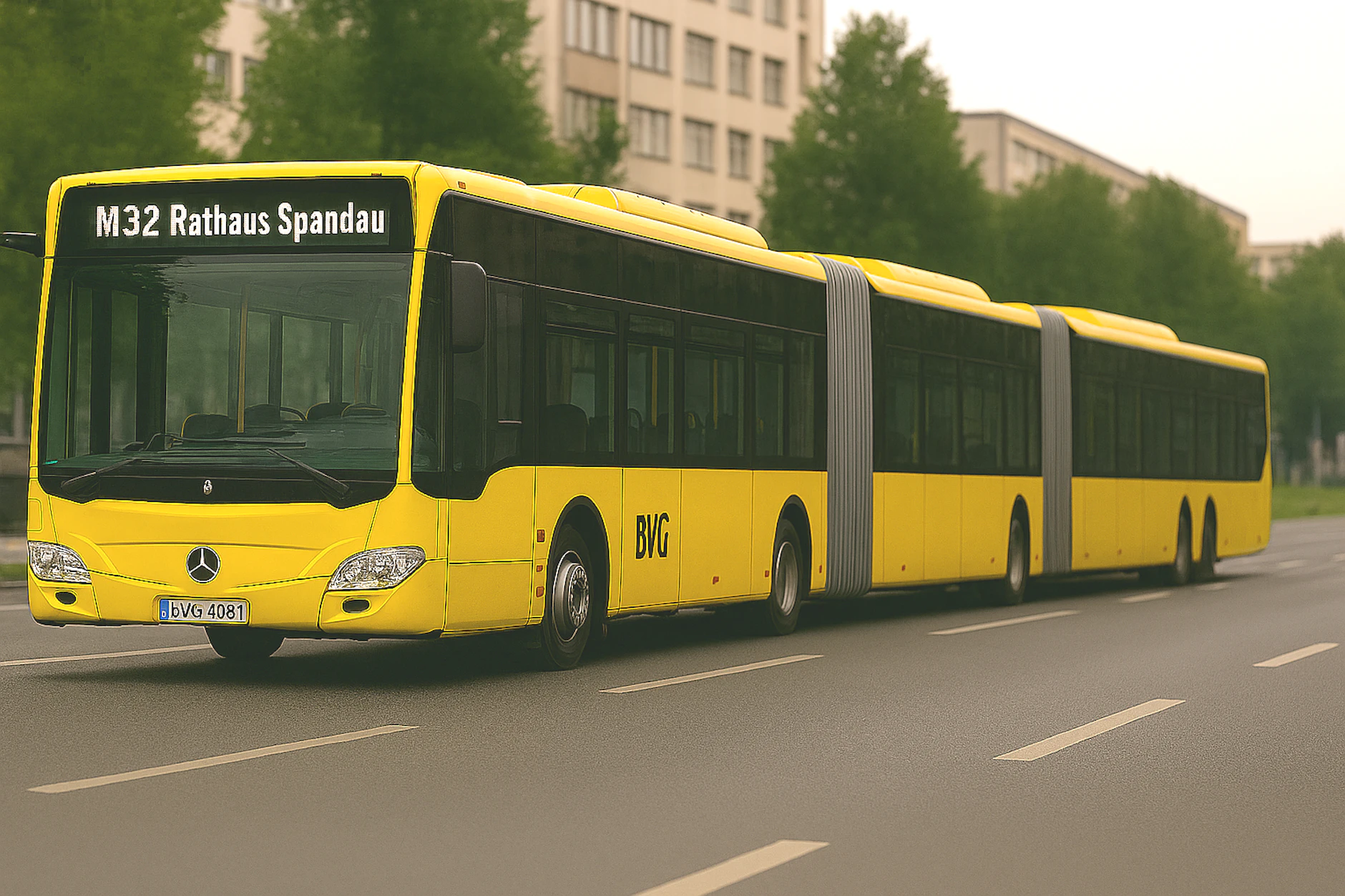 Visualisierung: So könnten die Doppelgelenkbusse der BVG aussehen.