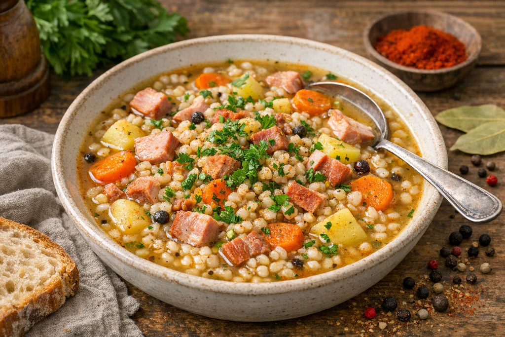 Omas Gräupcheneintopf mit Kassler: Der schmeckt nach Kindheit zu Hause!