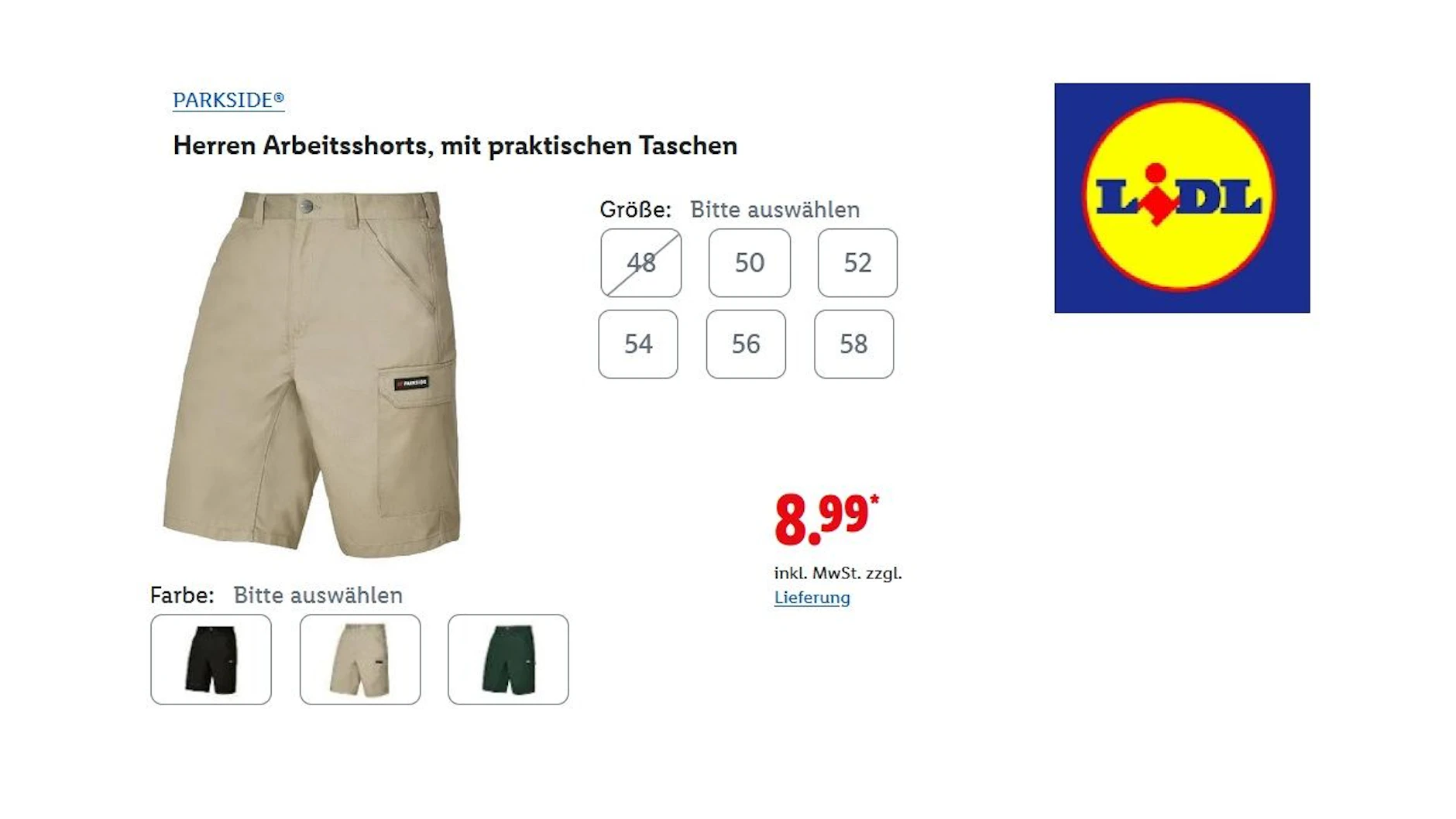 Parkside Herren-Arbeitsshorts
