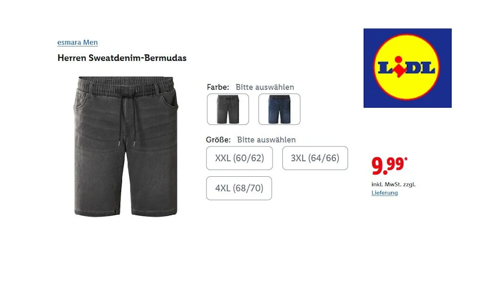 Esmara Herren Sweatdenim Bermudas