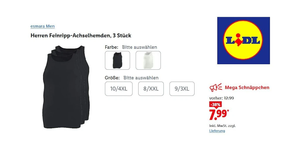 Esmara Herren Feinripp-Achselhemden 3 Stück
