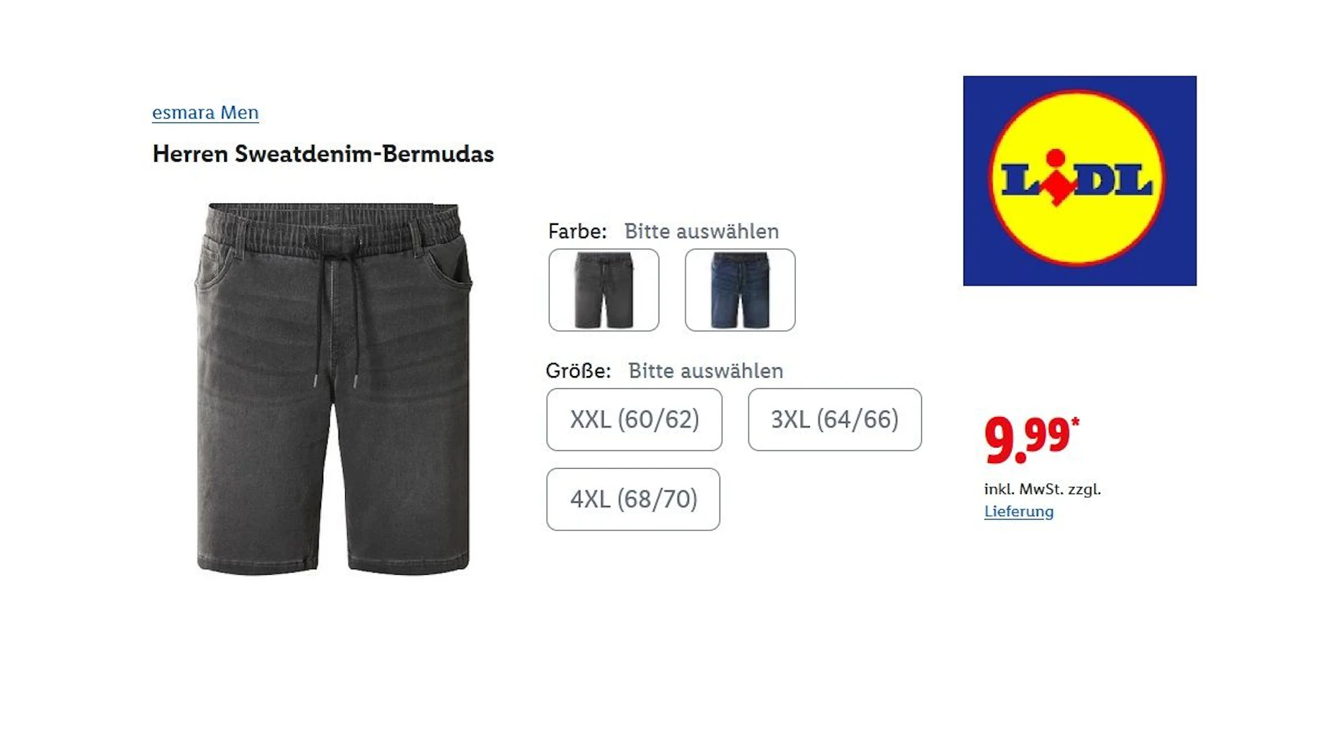 Esmara Herren Sweatdenim Bermudas
