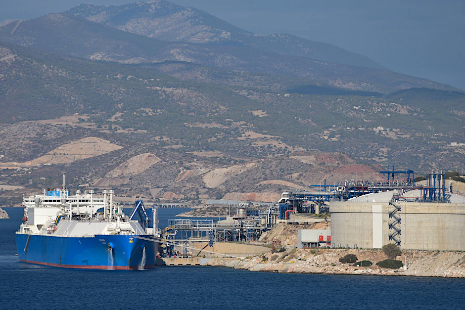 Russischer LNG-Tanker mit einer Ladung aus der LNG-Anlage Portovaya im Oktober 2022 bei Athen. EU-Sanktionen gegen russisches Gas greifen ab 2027. (Symbolbild)