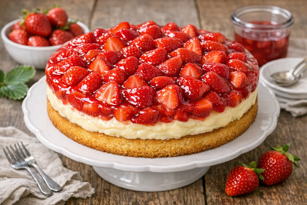 Der Erdbeerkuchen ist ein echter Hingucker und trotzdem sehr einfach zu backen. Mit unserem Rezept gelingt der Klassiker im Handumdrehen!