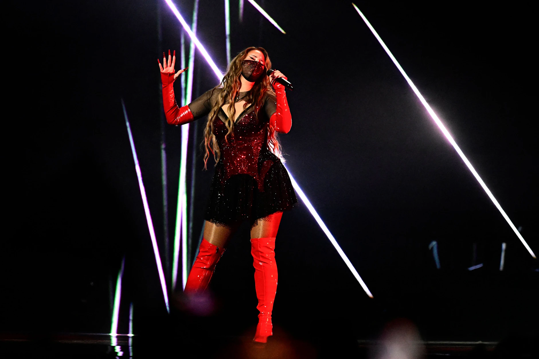 Die schwedische Sängerin Felicia Eriksson bei ihrem Auftritt im Halbfinale beim ESC.