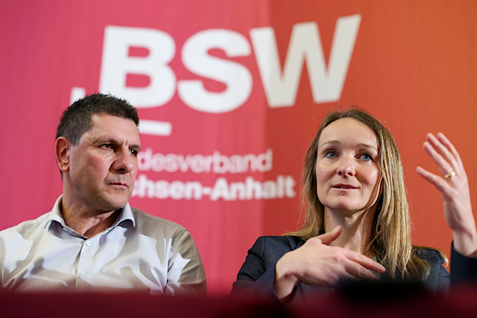 Thomas Schulze und Claudia Wittig, die Spitzenkandidaten des BSW für die Landtagswahl 2026 in Sachsen-Anhalt.