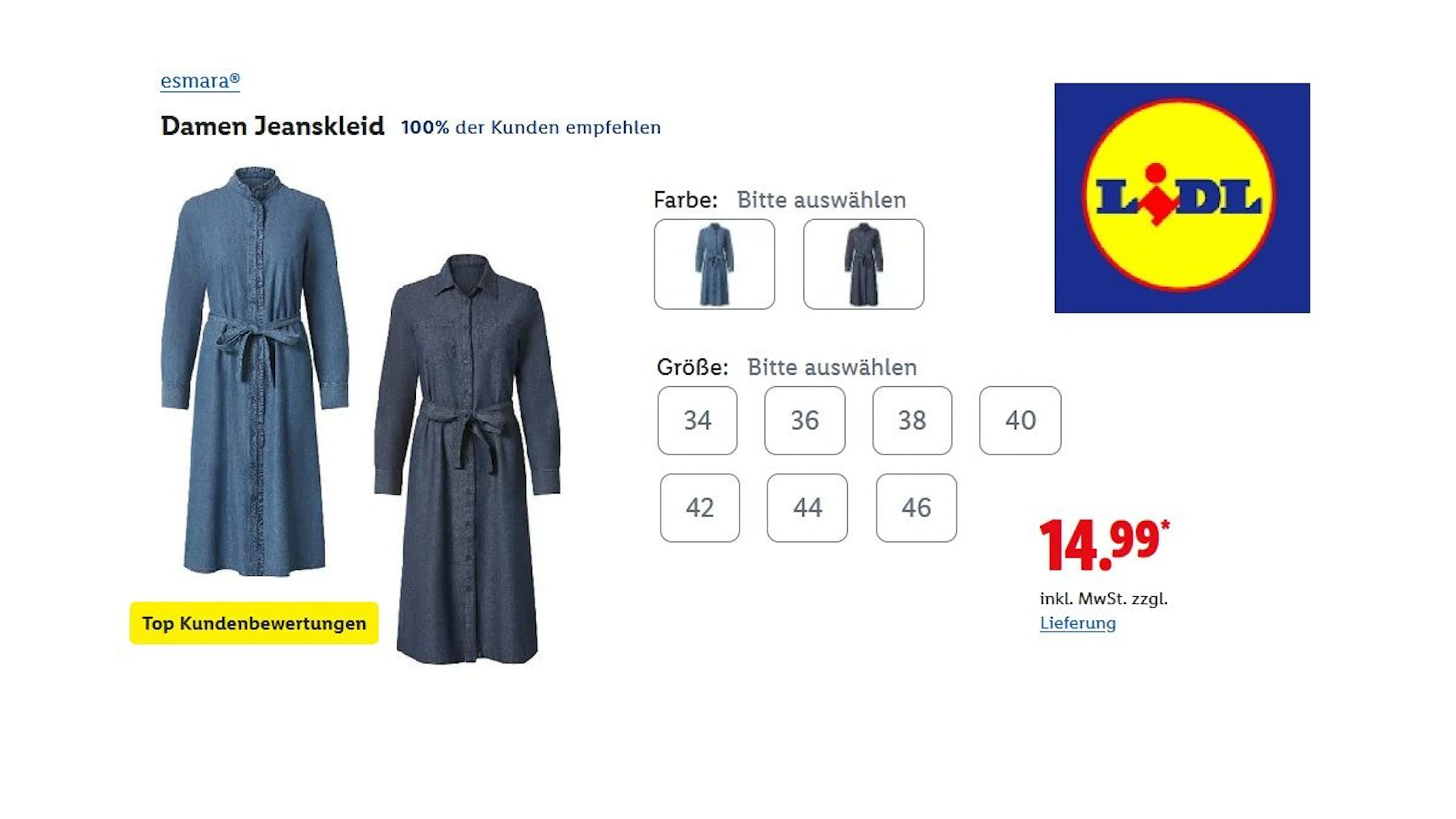 Esmara Damen Jeanskleid