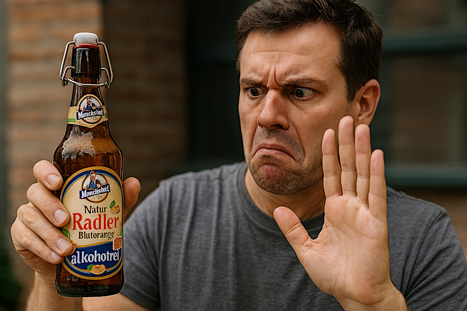 Aufgepasst, Bierfreunde! Einige Flaschen von "Mönchshof Natur Radler Blutorange" sind gar nicht alkoholfrei! 