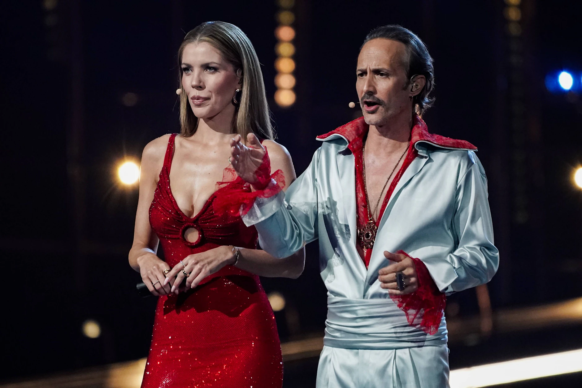 Victoria Swarovski and Michael Ostrowski beim ESC-Halbfinale in Wien