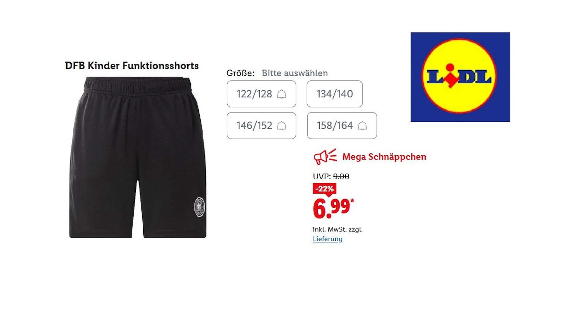 DFB Kinder Funktionsshorts