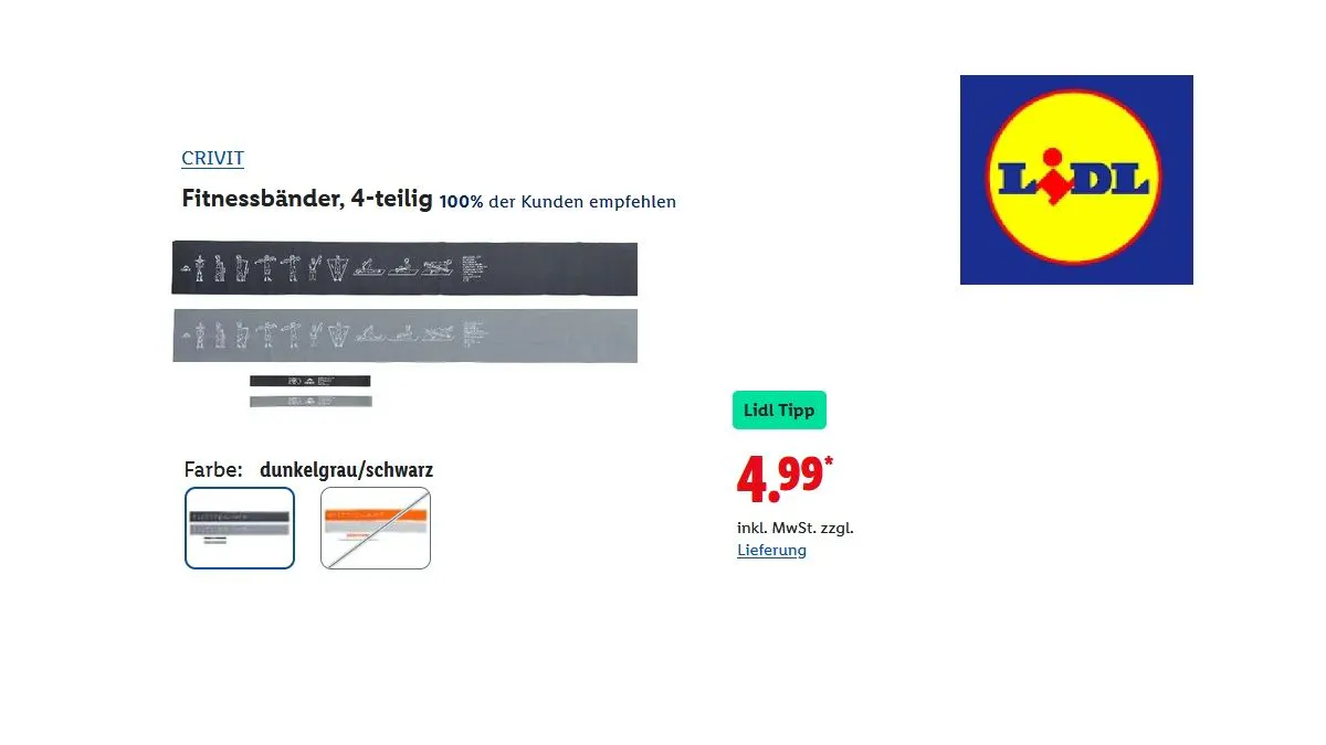 CRIVIT Fitnessbänder 4-teilig
