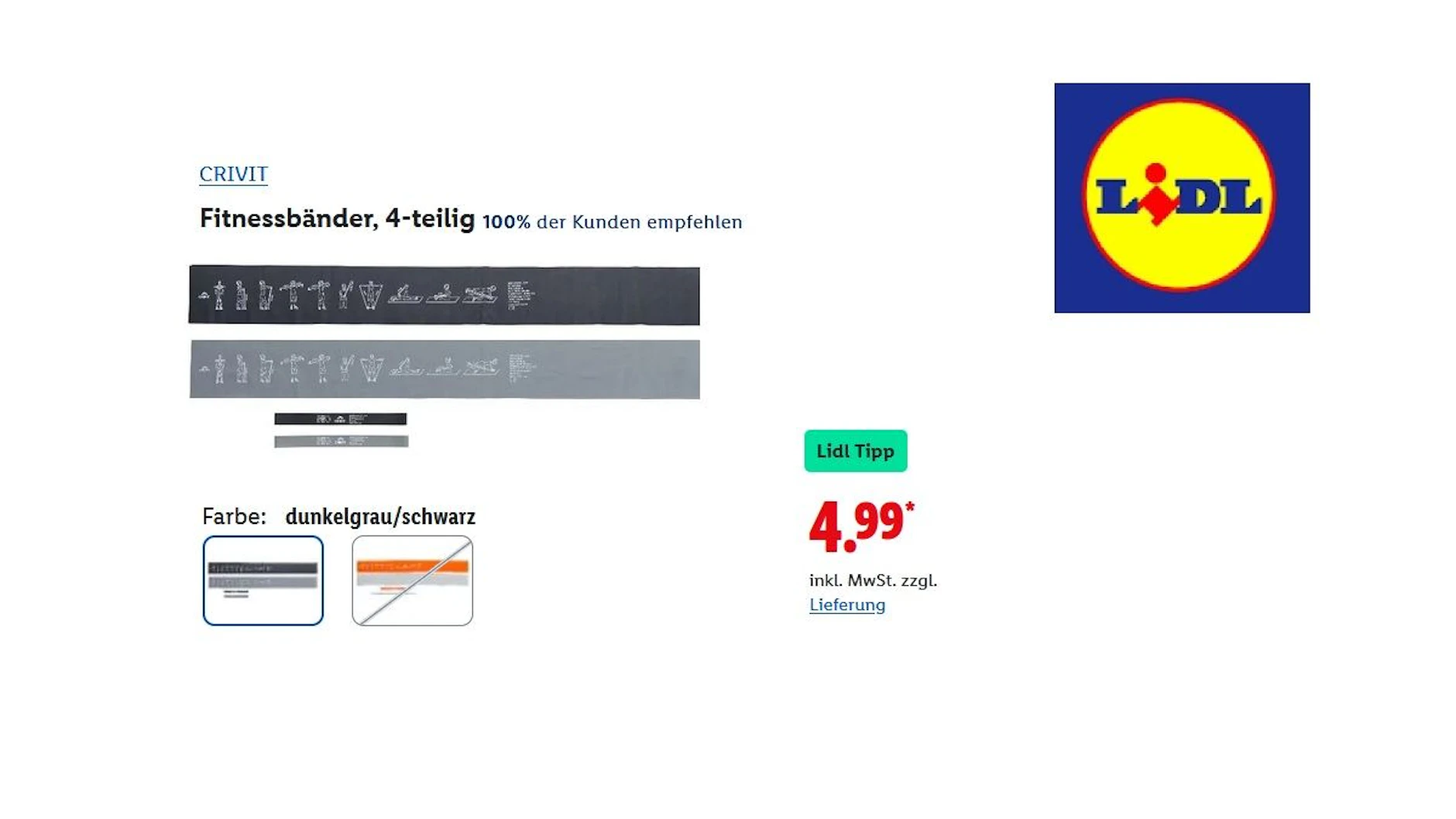 CRIVIT Fitnessbänder 4-teilig
