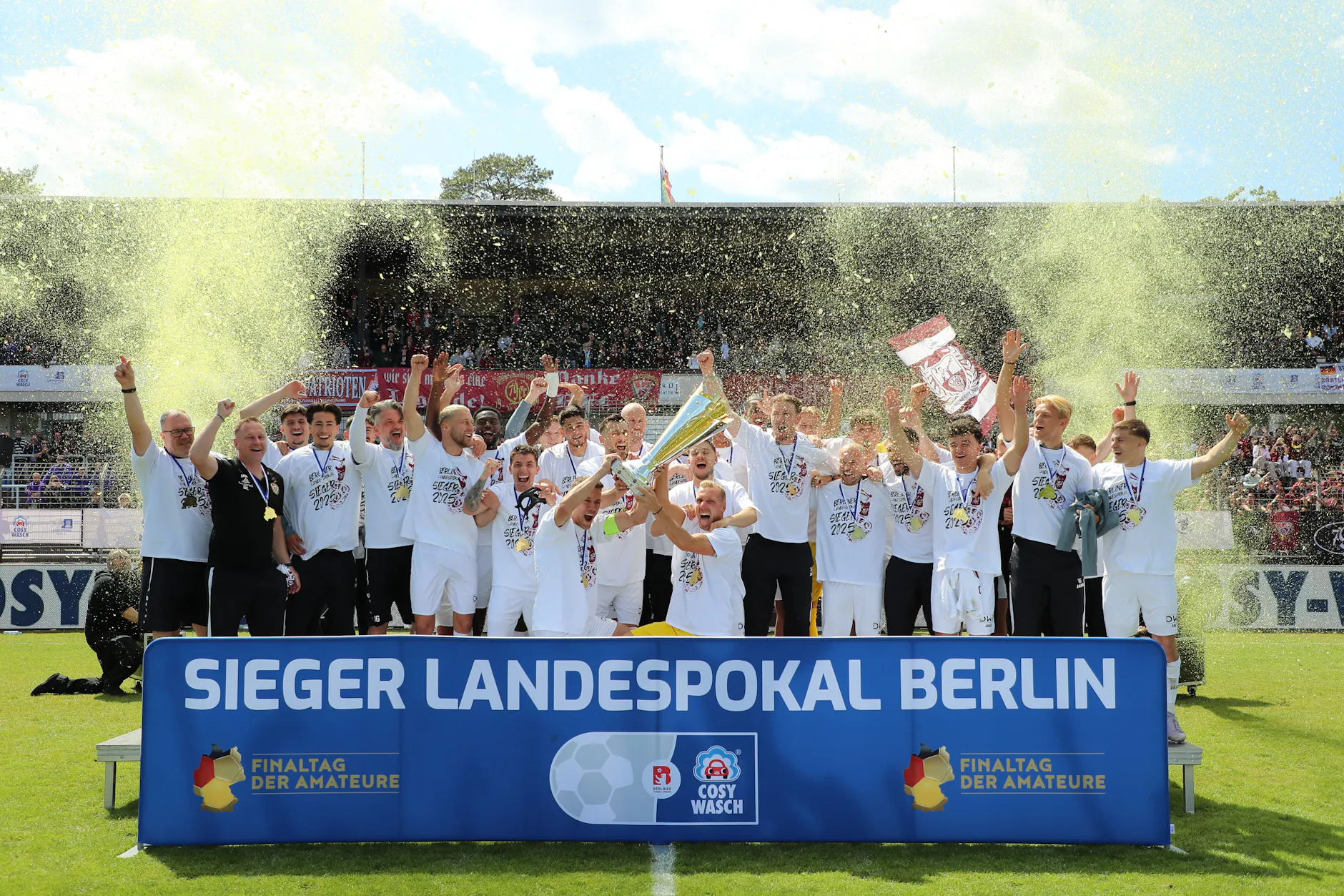 So schön wie 2025 wollen die Spieler des BFC Dynamo auch nach dem Pokalfinale am Sonnabend gegen die VSG Altglienicke jubeln.