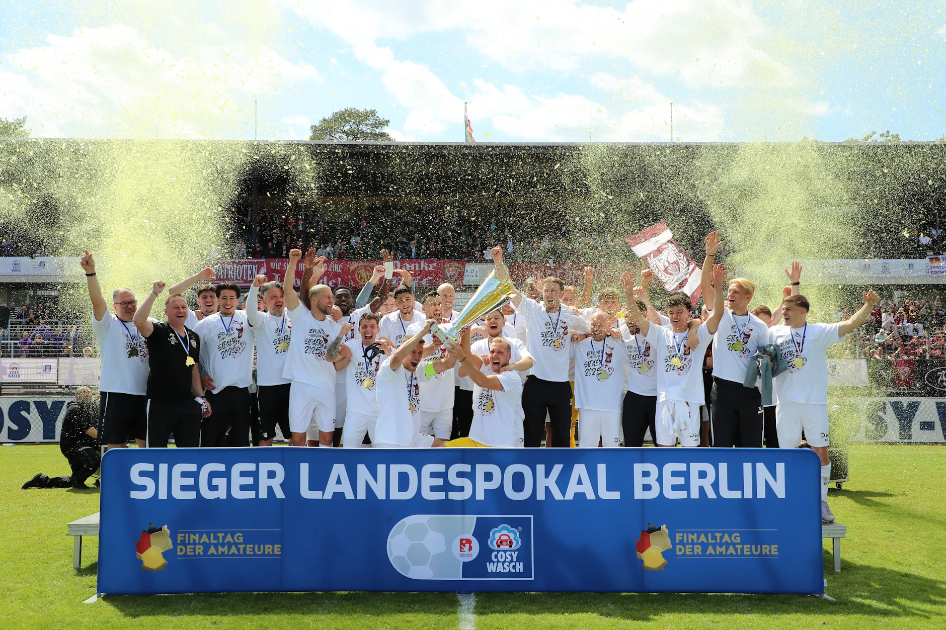 So schön wie 2025 wollen die Spieler des BFC Dynamo auch nach dem Pokalfinale am Sonnabend gegen die VSG Altglienicke jubeln.