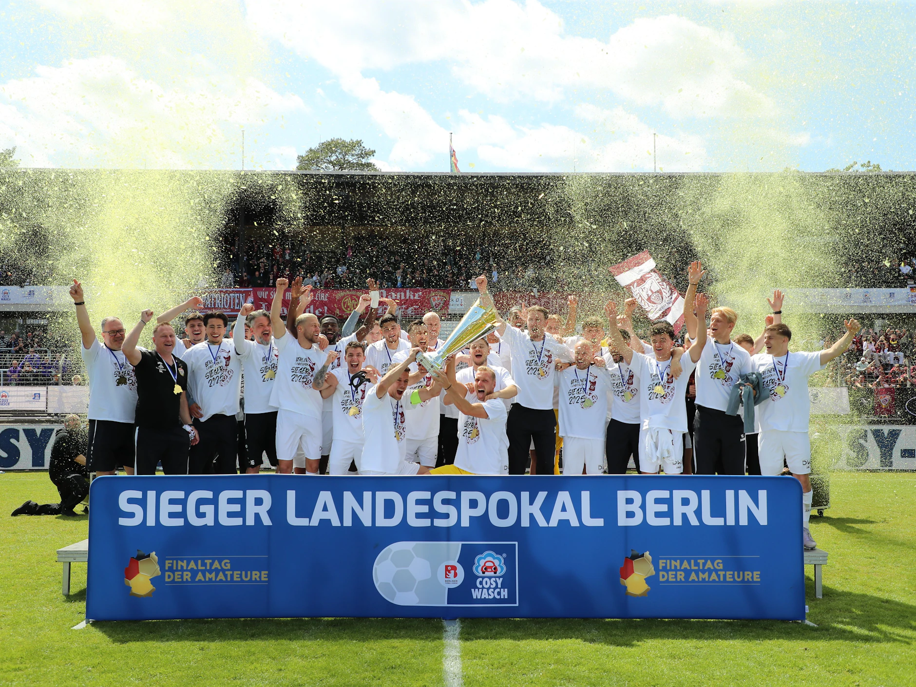 So schön wie 2025 wollen die Spieler es BFC Dynamo auch nach dem Pokalfinale gegen die VSG Altglienicke jubeln.