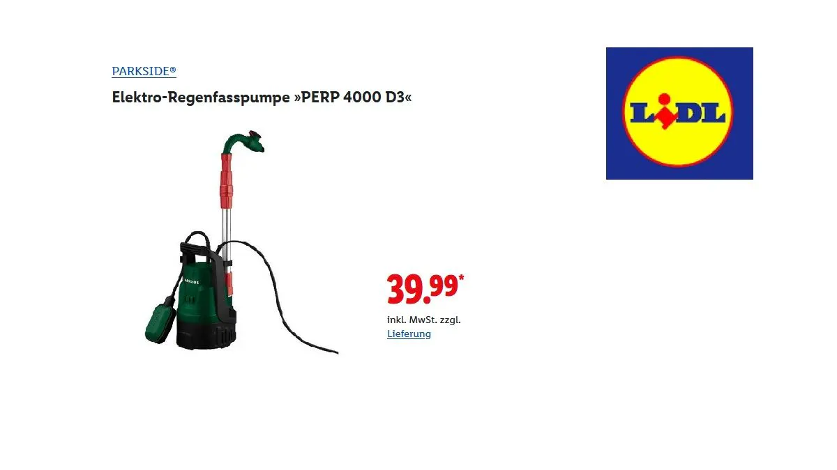 PARKSIDE Elektro-Regenfasspumpe
