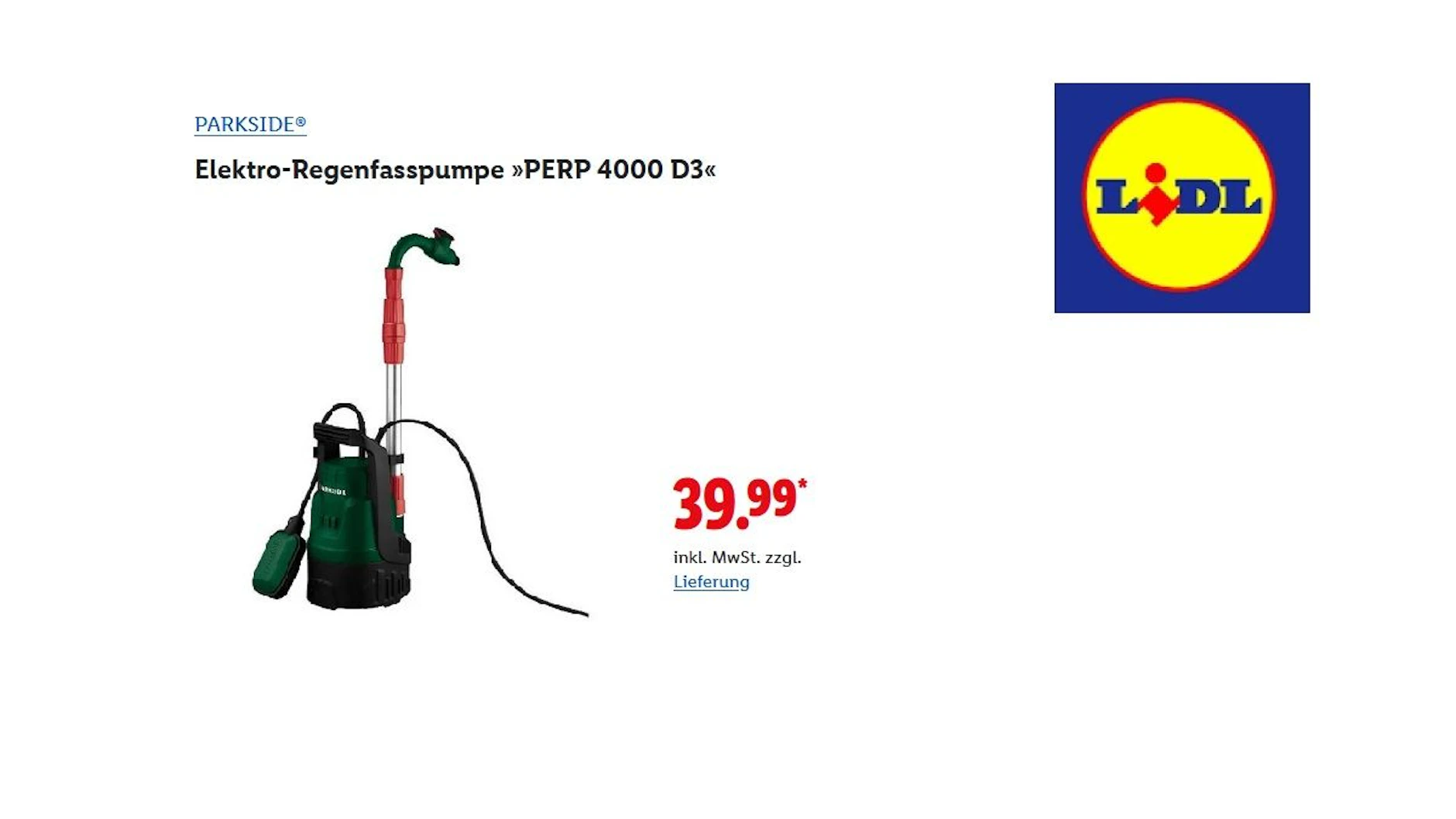 PARKSIDE Elektro-Regenfasspumpe