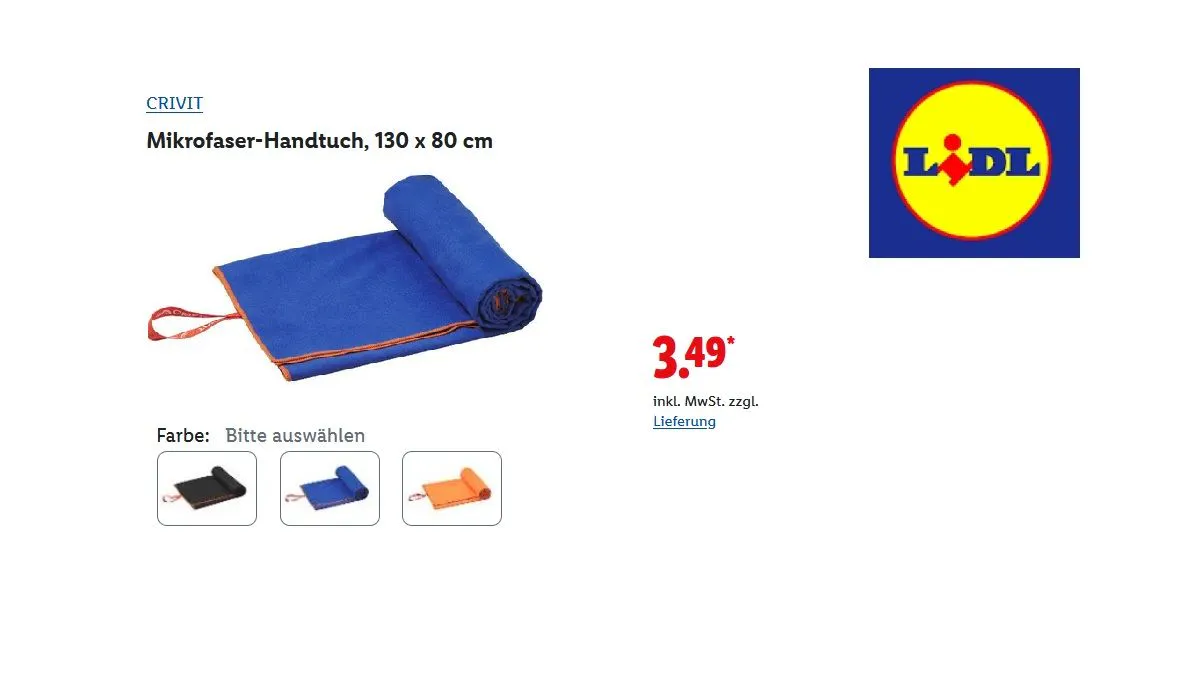 CRIVIT Mikrofaser- Handtuch