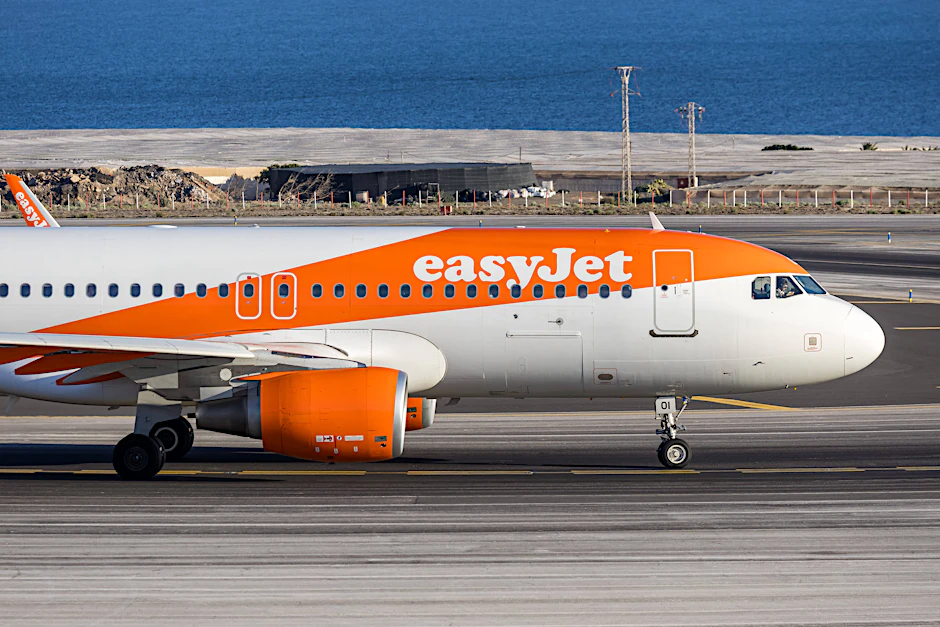 Ein EasyJet-Airbus am Flughafen Teneriffa