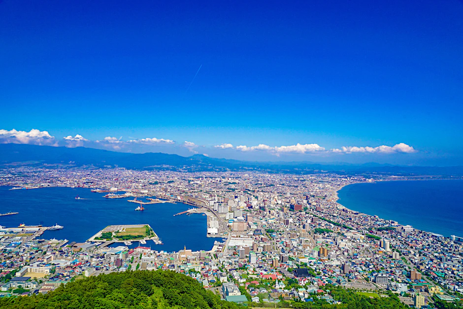 EIn Blick auf die Stadt Hakodate in Hokkaido, Japan