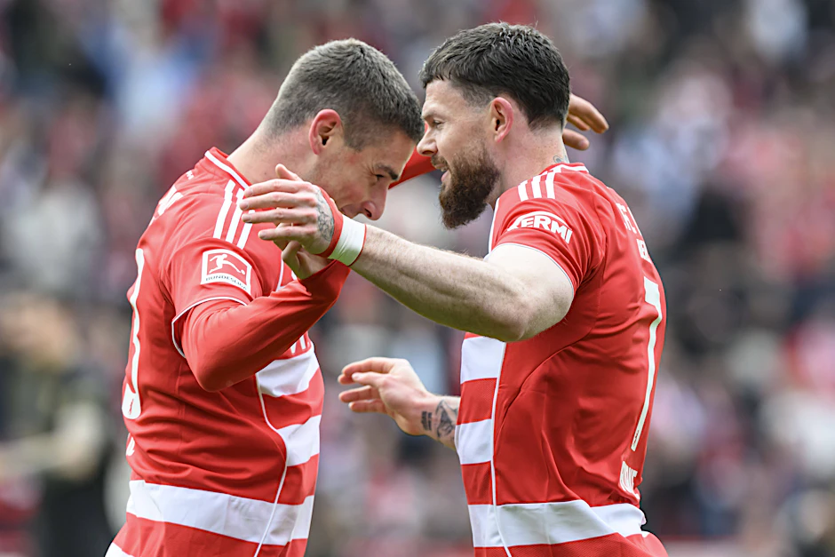 Haben es zusammen für den 1. FC Union Berlin in dieser Saison auf elf Tore gebracht: Andrej Ilić&nbsp; und Oliver Burke (v.l.).