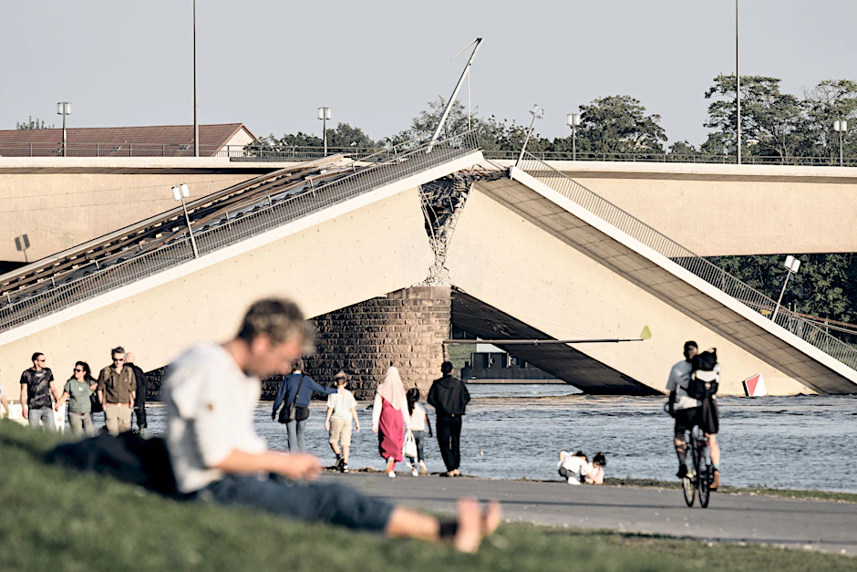 Neubau geplant, Bürger gefragt: Die alte Carolabrücke kollabierte am 11. September 2024.