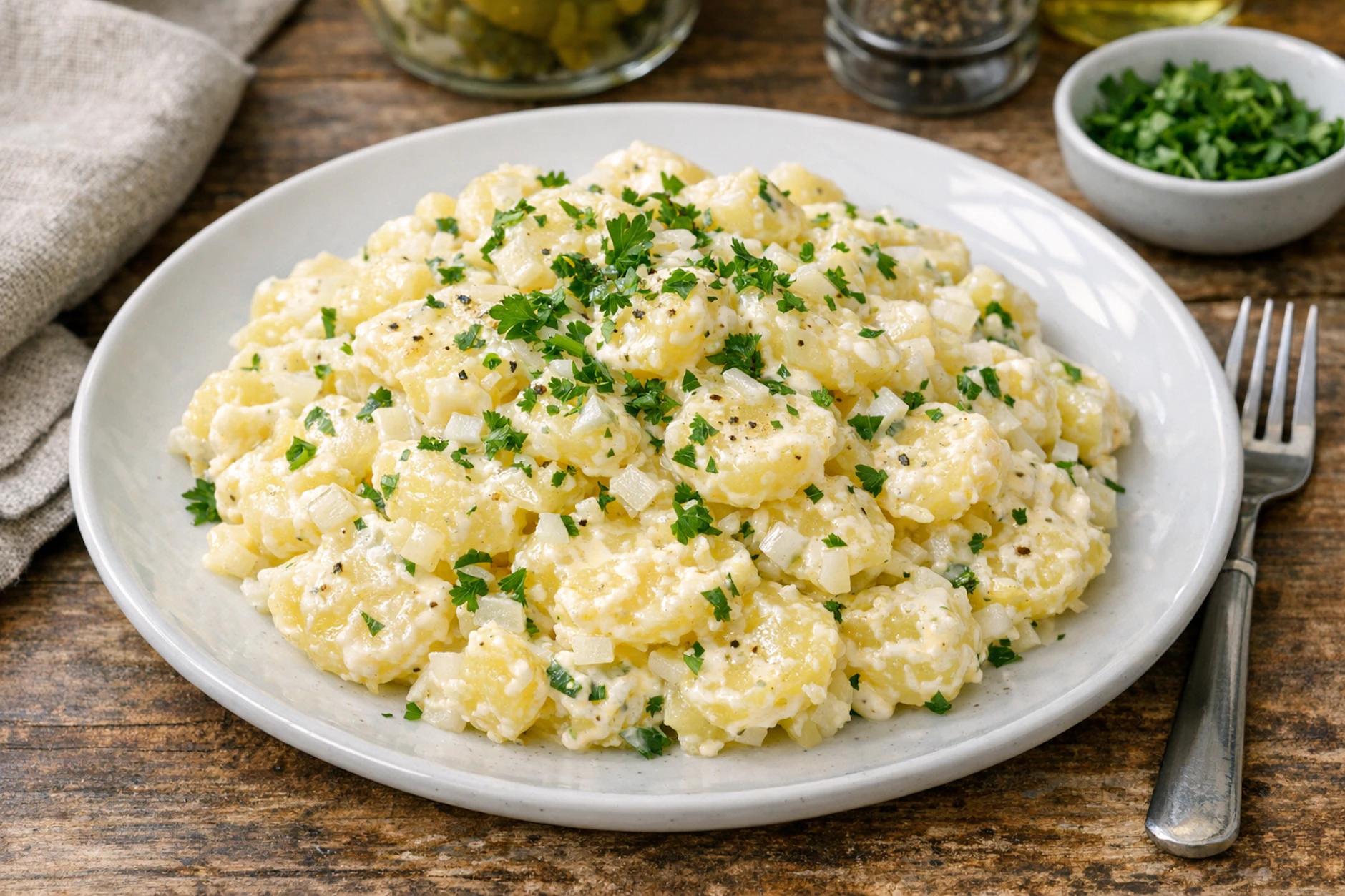 Dieser einfache Kartoffelsalat von Kurt Drummer hat es in sich. In einem seiner Bücher verriet der DDR-Koch, wie aus dem Mayonnaisensalat ein Mayonaisensalat für Eilige wird.