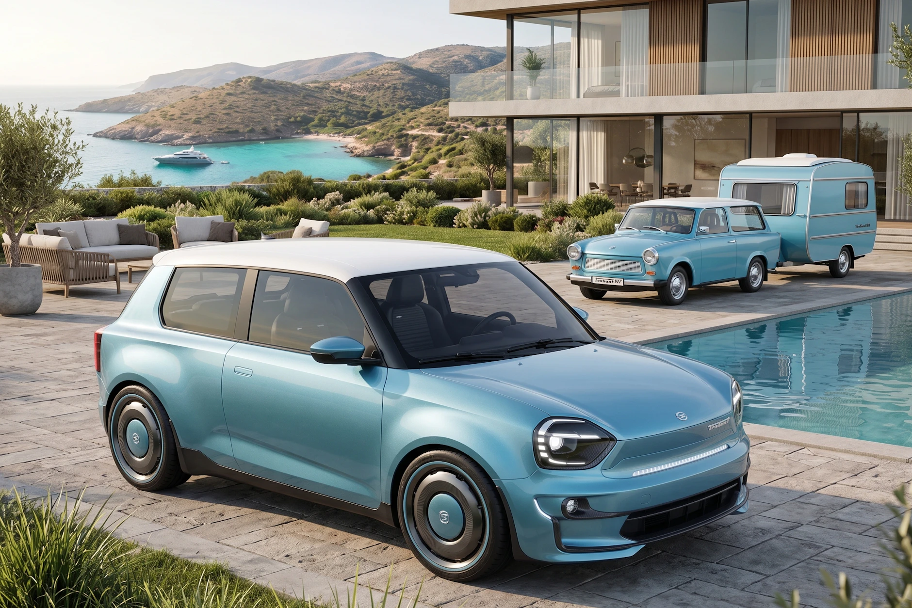 Der Trabi als E-Auto, entworfen vom serbischen Designer Nagy Perge László.