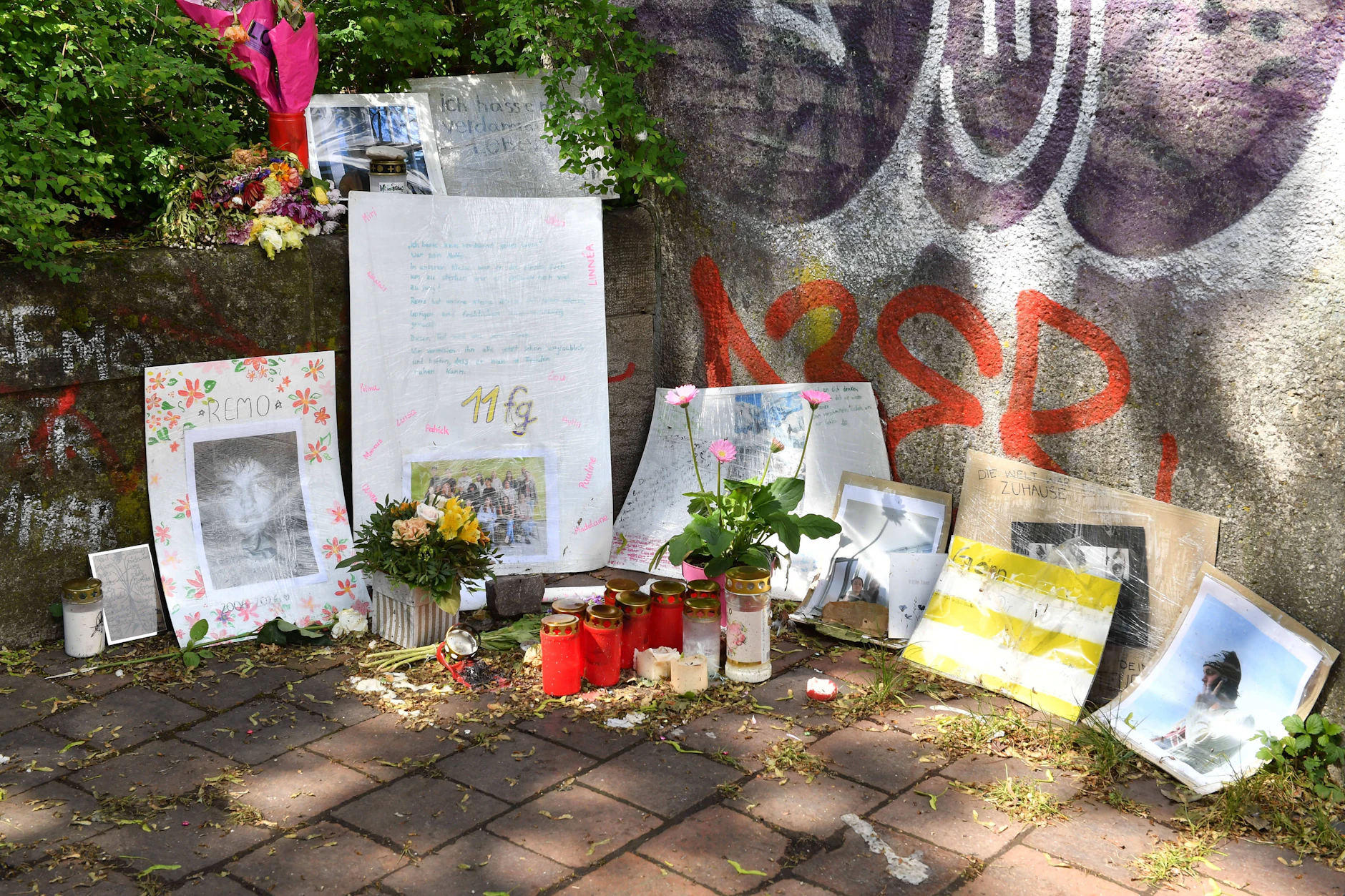 Die Gedenkstätte für den verstorbenen Remo Poltert in München.