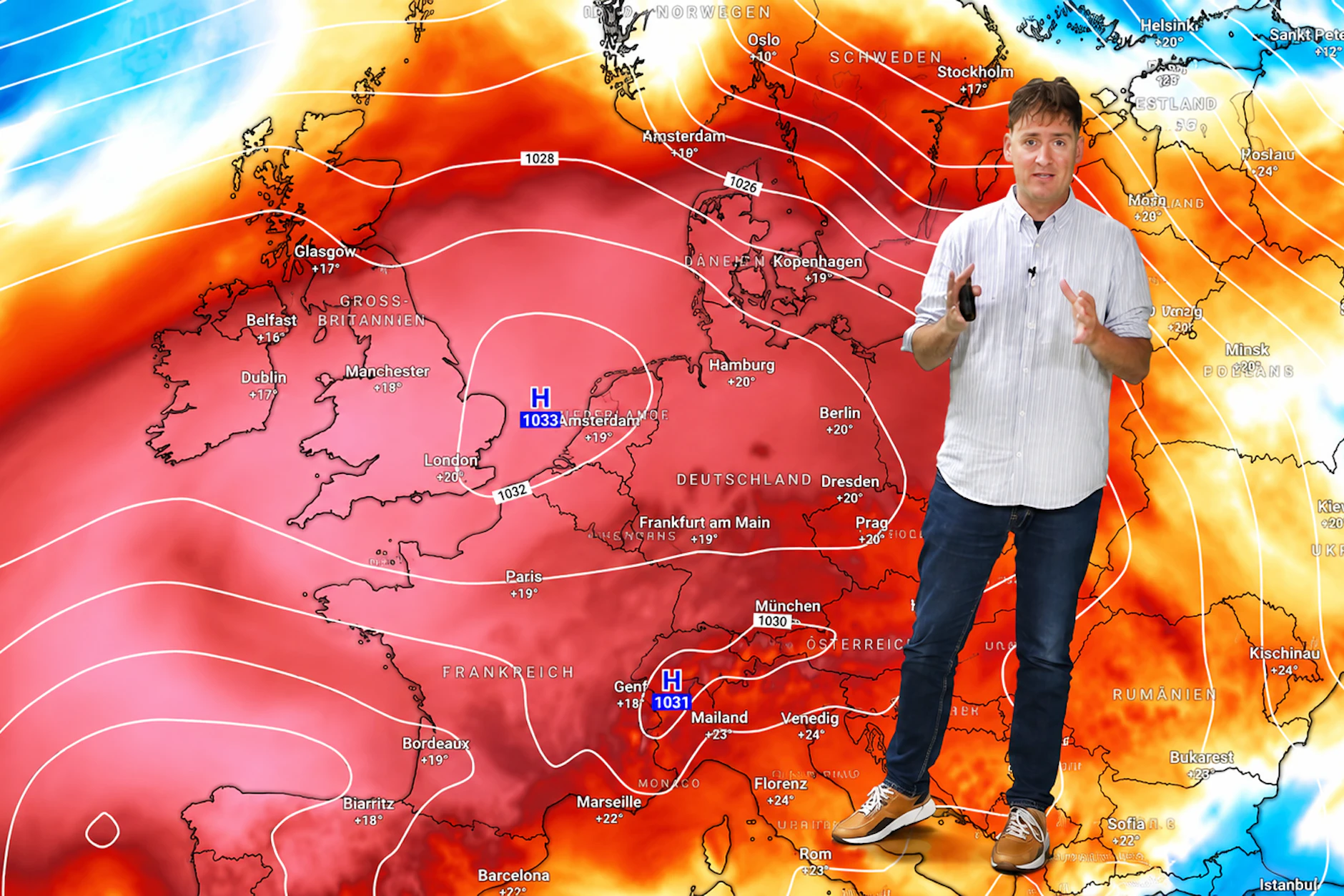 Die Wetterkarte zeigt den sogenannten Heat Dome über Deutschland. Dominik Jung warnt vor der Hitzewelle, die jetzt beginnt. Und vor der brutalen Sonne.