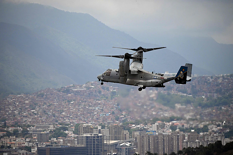 Bei der Evakuierungsübung an der US-Botschaft in Caracas waren auch Osprey-Flugzeuge der US-Marineinfanterie im Einsatz.