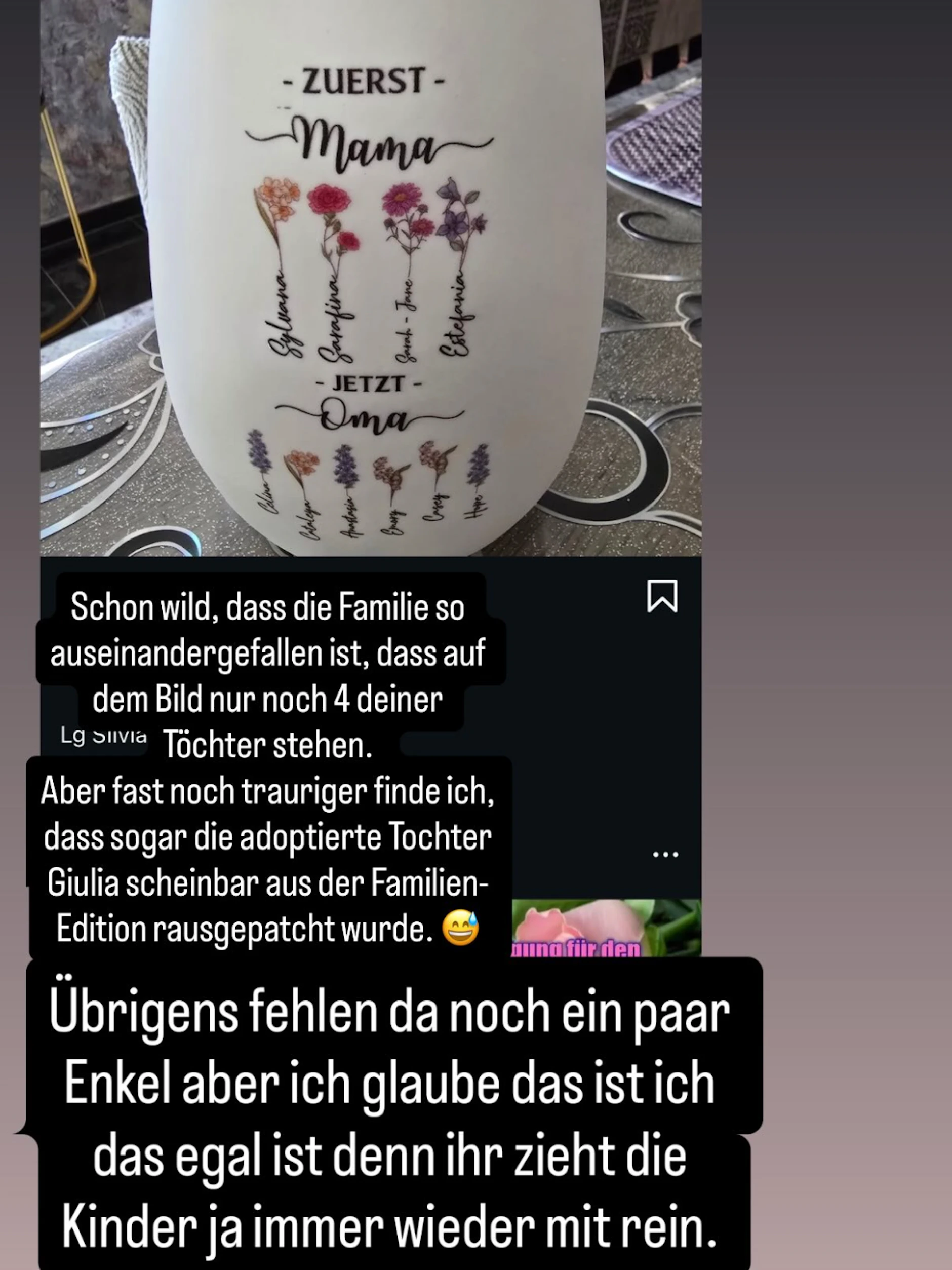 Screenshot von Calantha Wollnys Instagram-Post