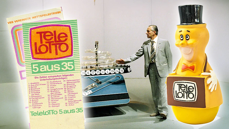 Lotto in der DDR: Mit der Sendung „Tele-Lotto“ wurde das Glücksspiel auch im Osten zum Kult. Ob bunte Tippscheine, Lotto-Otto oder futuristisches Ziehungsgerät: Viele erinnern sich noch heute an die beliebte Sendung von damals.