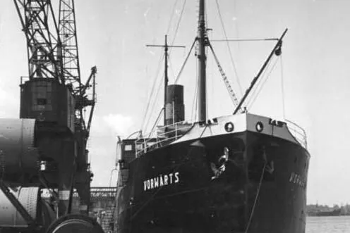 Das erste DDR-Frachtschiff „Vorwärts“: Es nahm 1950 den Dienst auf.