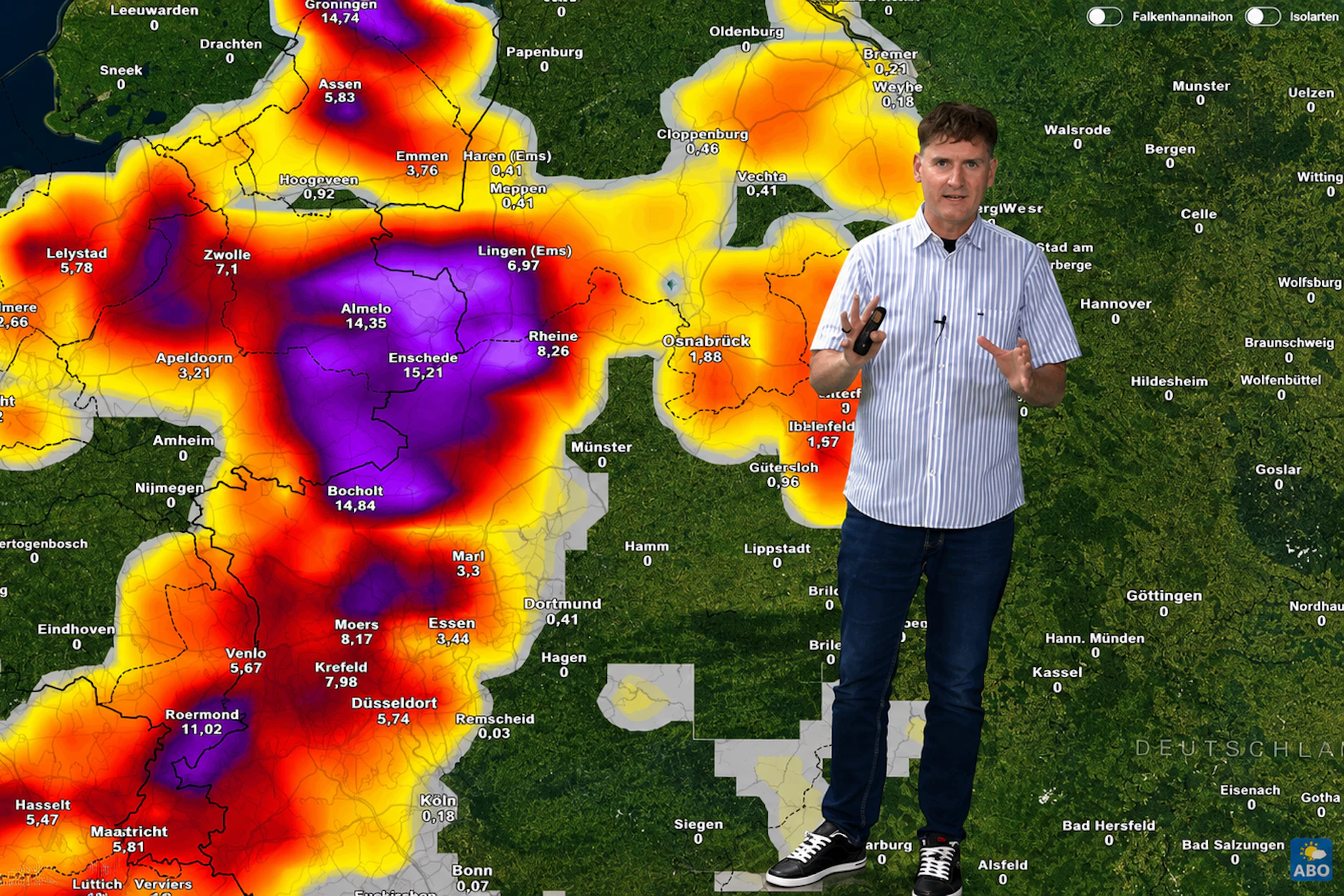 Am Wochenende gibt es in weiten Teilen Deutschlands heftige Gewitter. Die Blitz-Karte zeigt, dass es im Westen schon am Freitag besonders kracht.