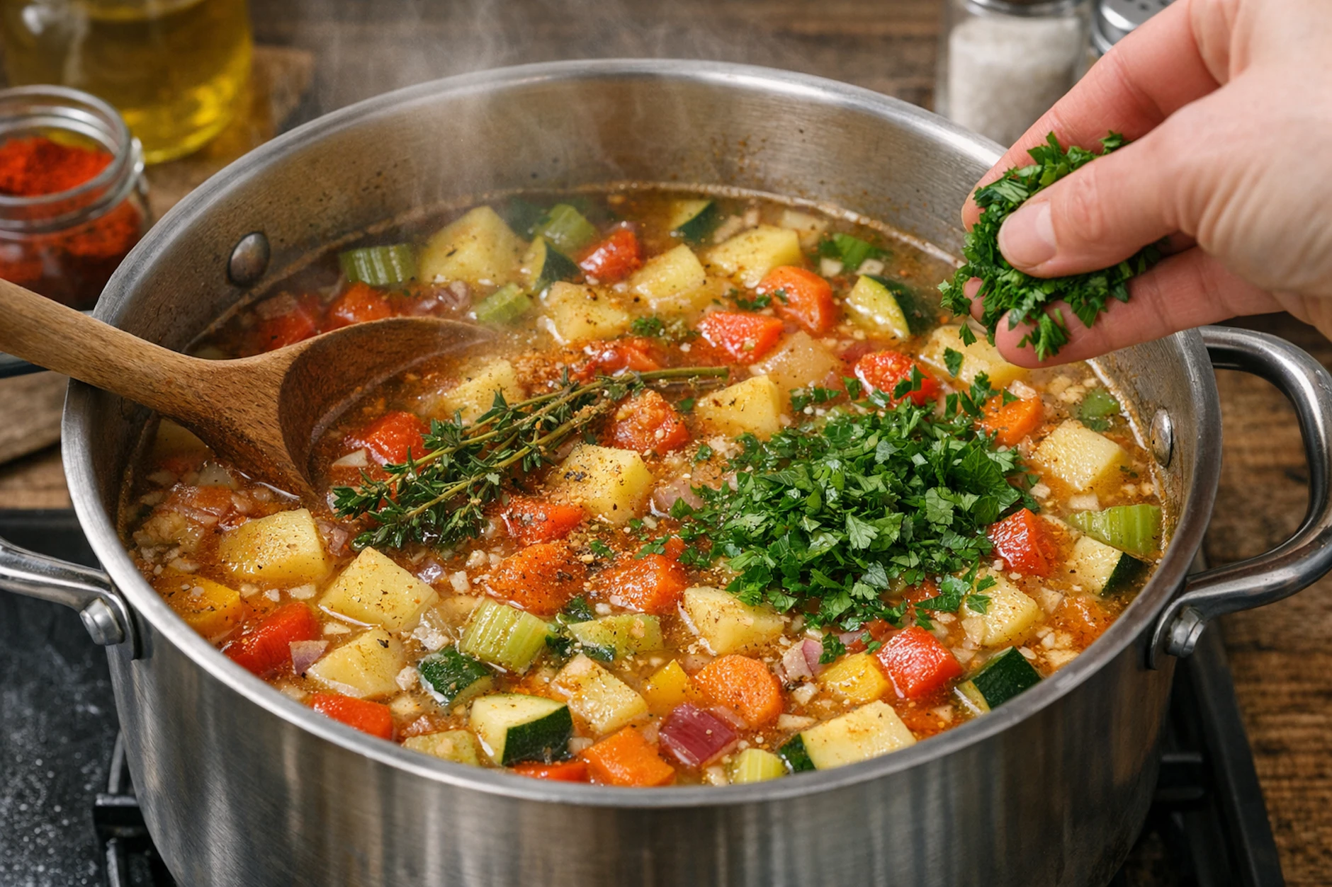 Leckere Fatburner-Suppe: Wenn sie fertig ist, wird sie mit frischer Petersilie verfeinert. Die sorgt für den besonderen Frühlings-Kick im Eintopf.