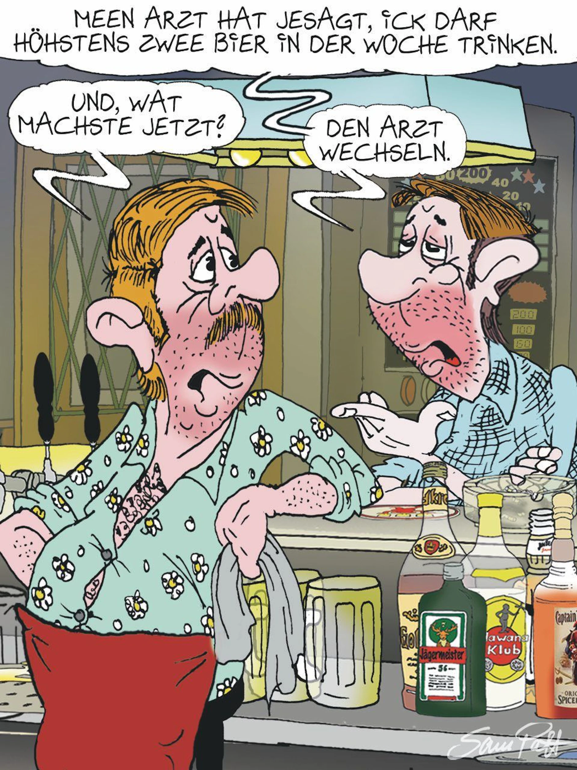 Der Cartoon des Tages gehört einfach in unsere Rubrik Witz des Tages und beschert Ihnen jeden Tag ein Lächeln. Dafür zuständig wie immer: Zeichner Sam Paff aus Berlin.