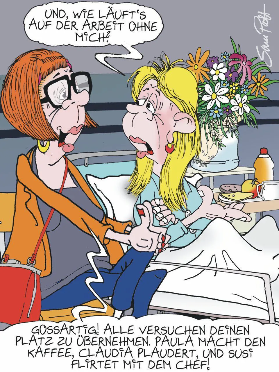 Der Cartoon des Tages kommt jeden Tag von unserem Zeichner Sam Paff aus Berlin und fängt den Berliner Humor für unsere Rubrik Witz des Tages erstklassig ein.