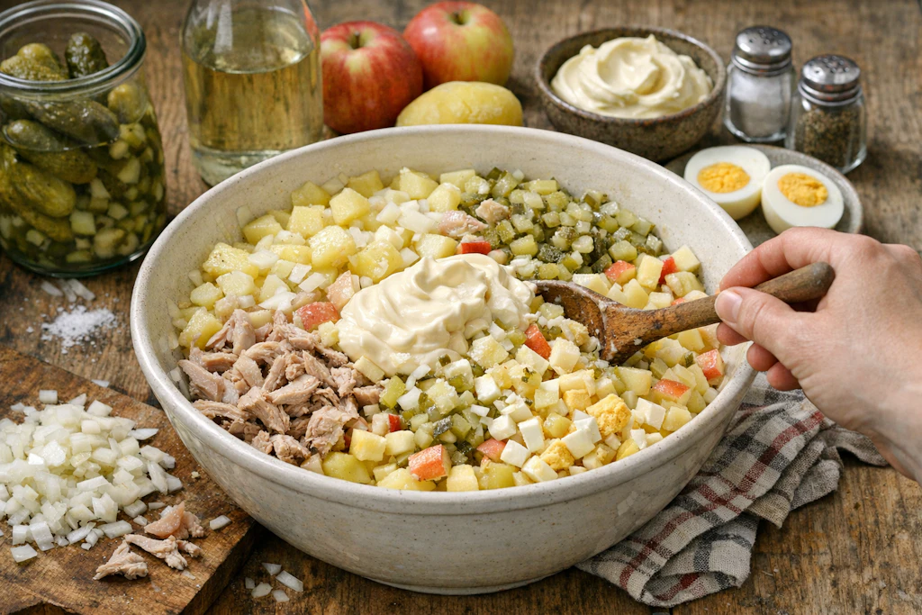 In den Neunerlei-Salat kommen nur die besten Zutaten. die Kombination ist es, die den besonderen Salat so verführerisch macht.