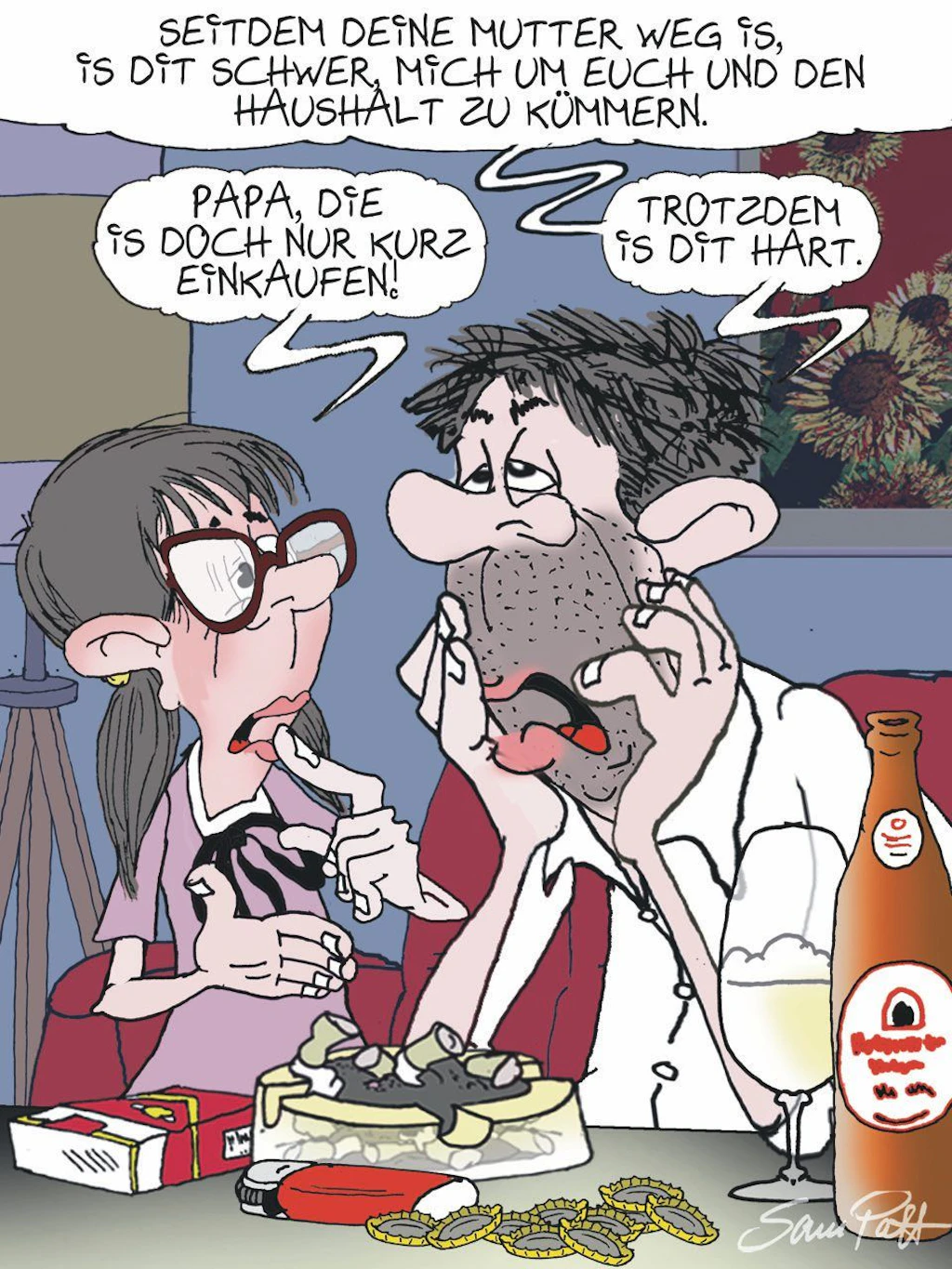 Unser Zeichner Sam Paff aus Berlin beweist in der Rubrik Witz des Tages jeden Tag besonderen Humor mit seinem fabelhaften Cartoon des Tages.